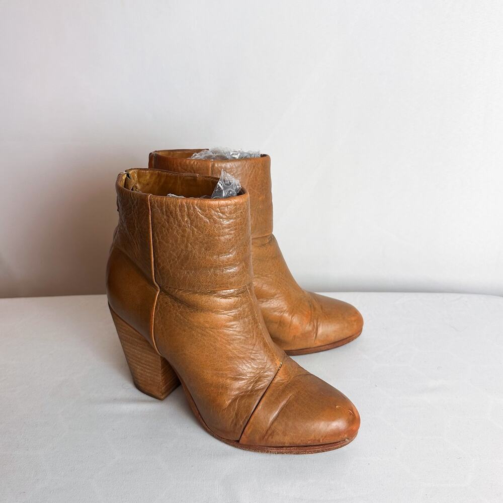 RAG & BONE Newbury Leather Bootie in Cognac Tan Sz. 38.5 - Picture 4 of 8